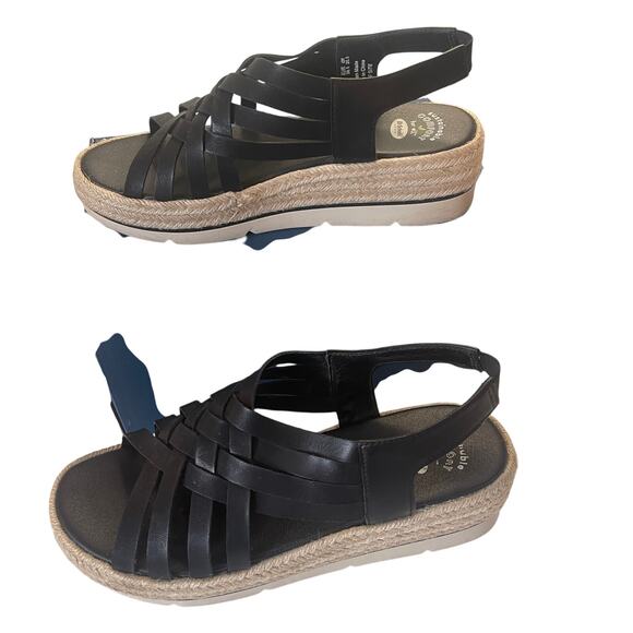 Dr Scholls Off Site Strappy Platform Espadrilles Black Sandals Size Womens 8.5 - Picture 1 of 8